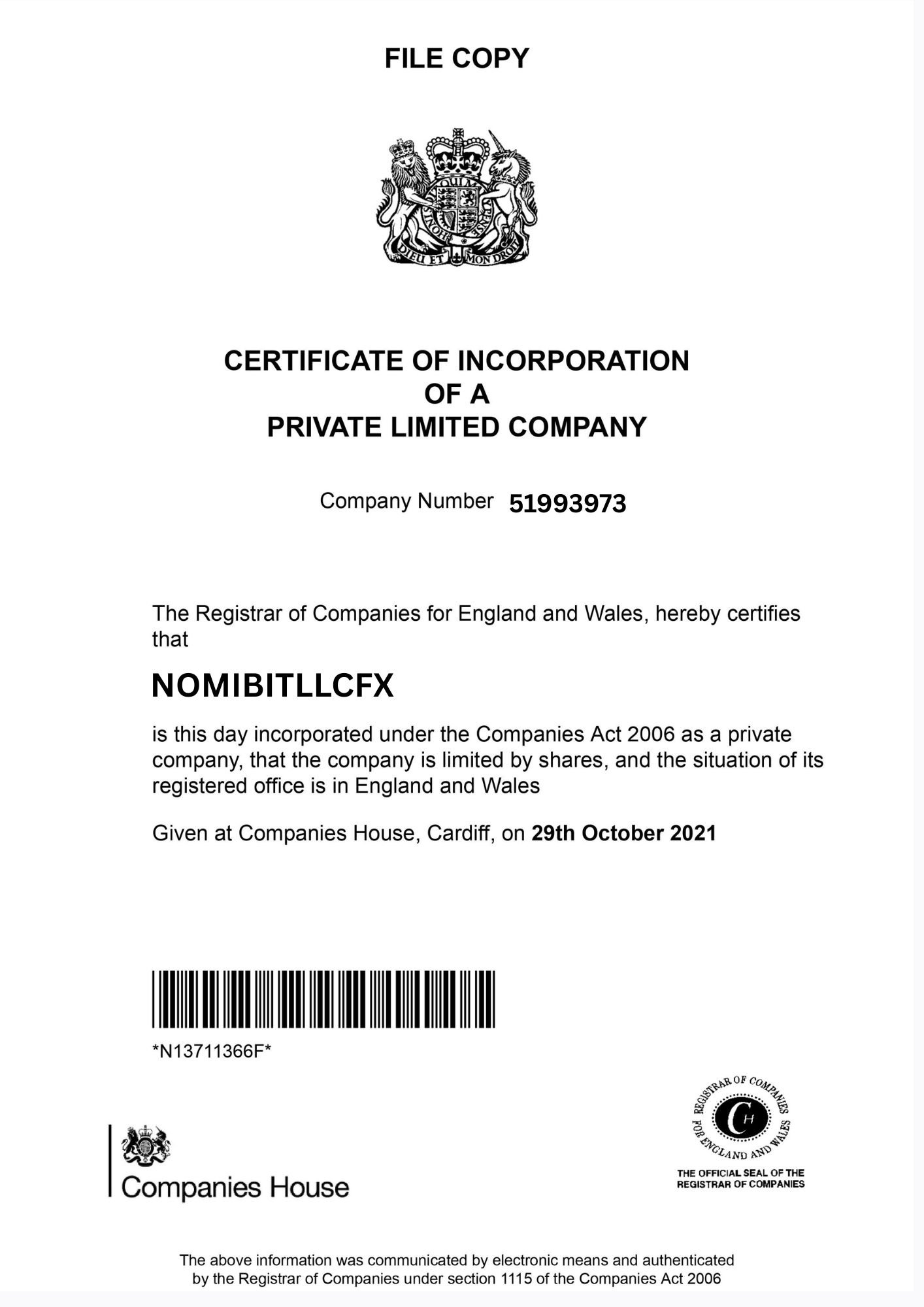 certificate